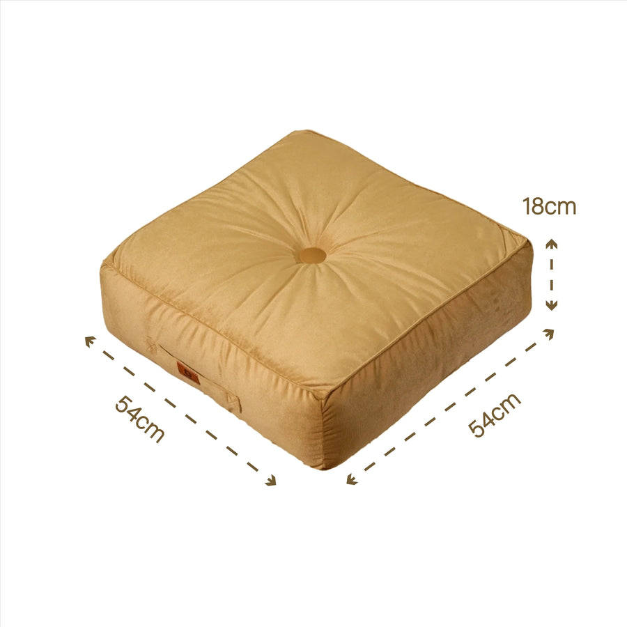 Set of 2 XL Velvet Poufs 54x54 Beige – photo 4