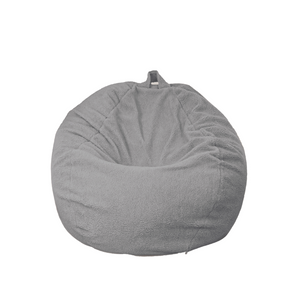 Pouf poire XL d'intérieur en tissu sherpa - 110x120 cm - Gris clair