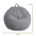 Pouf poire Géant XXL d'intérieur en tissu velours - 120x150 cm - Gris clair - Deco-arts.fr