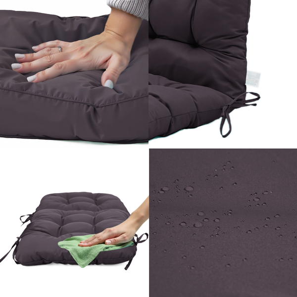Coussin pour fauteuil ou canapé, dossier haut 120x50 cm, gris carbone capitonné, rembourrage 8 cm pour confort.