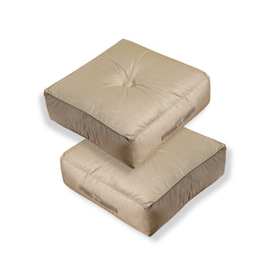 Conjunto de 2 Pufes de Veludo XL 54x54 Cinzento Claro - Espesso 18cm (Grande Confortoo)