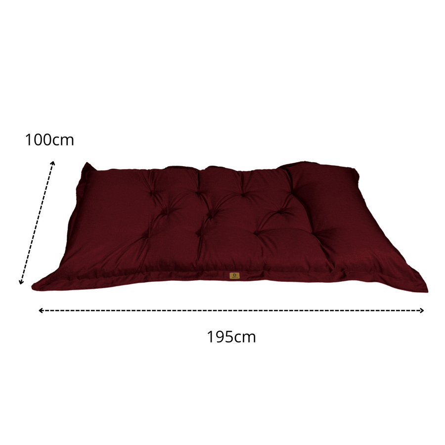 XXL vloerfuton in linnen look 195x100 Pruim, voor binnen, buiten en op de camping