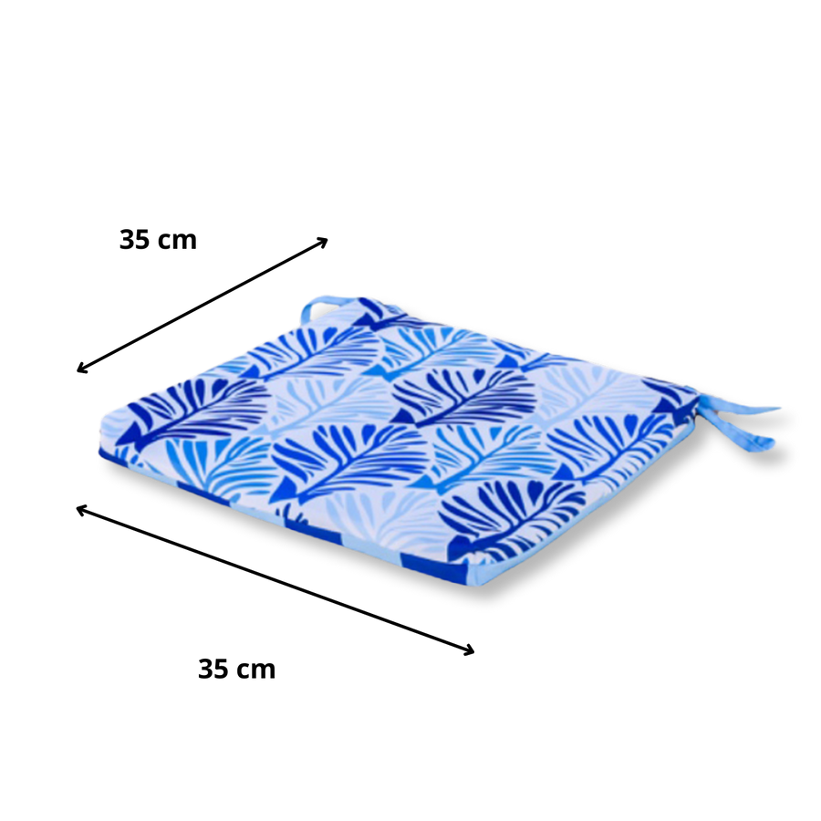 Lot de 4 Galettes de Chaise 35x35 Motif Feuillage Bleu – photo 5