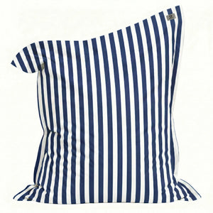 Housse pour Pouf Géant XXL 180x140 Rayure Bleu Marine - Déhoussable & Anti-UV (Intérieur / Extérieur)