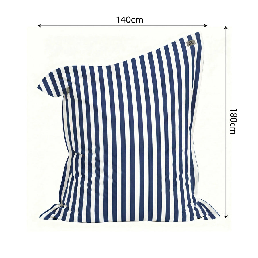 Bezug für Riesensitzsack XXL 180x140 Streifen Marineblau, für drinnen und draußen
