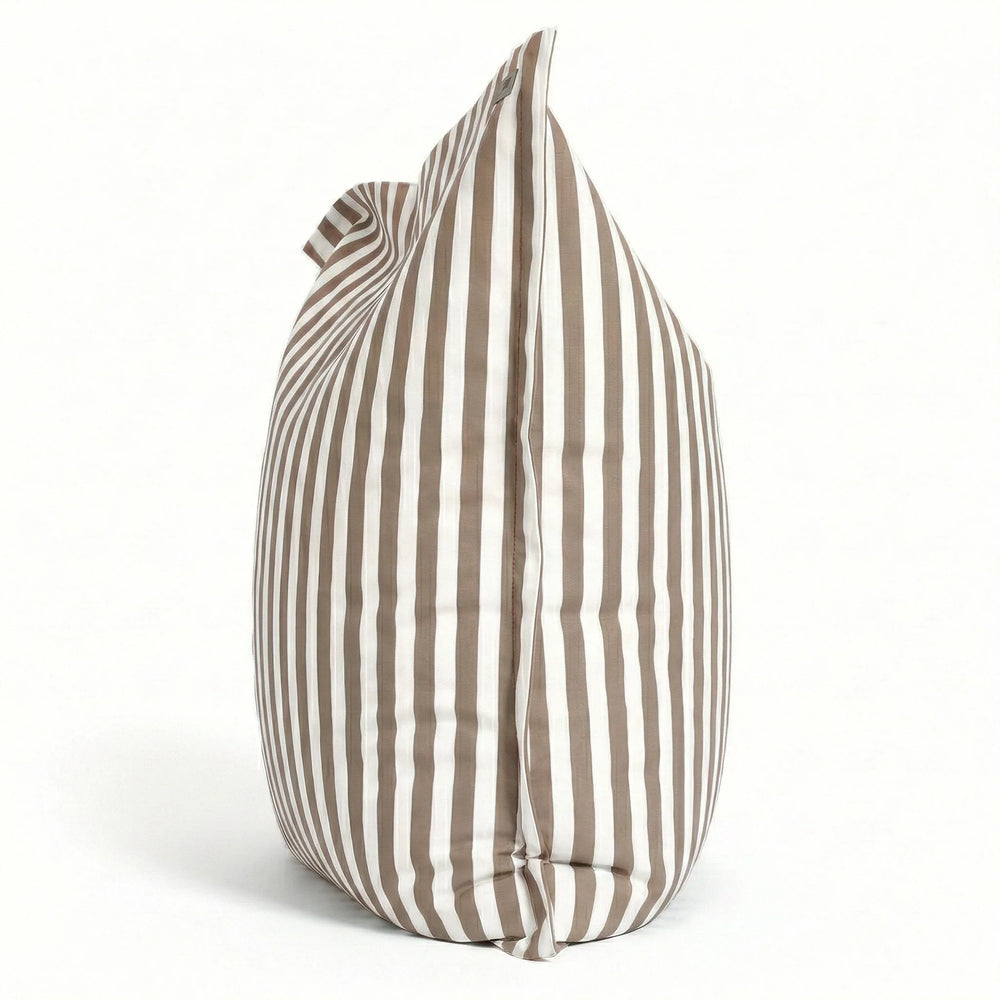 Housse pour Pouf Géant XXL 180x140 Rayure Beige, tissu polyester rayé 270 g