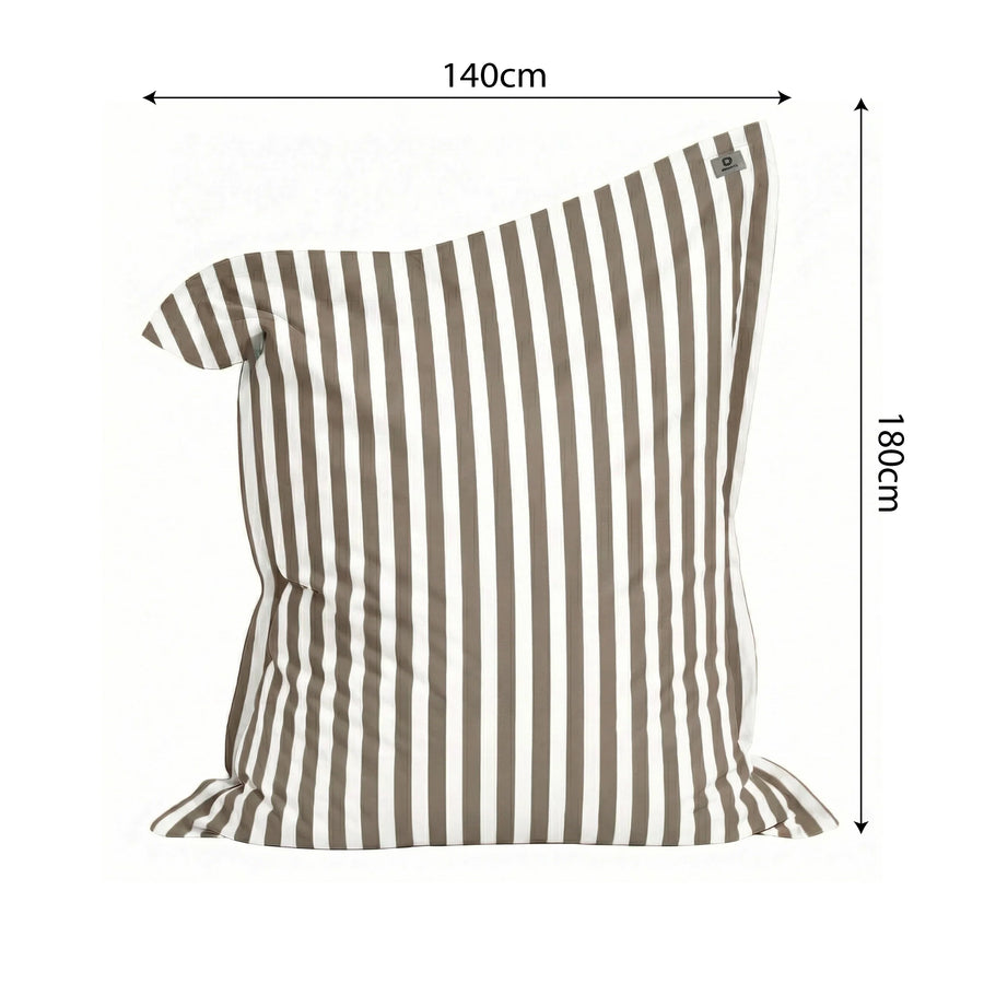 Housse pour Pouf Géant XXL 180x140 Rayure Beige, pour l'intérieur et l'extérieur