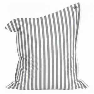 Housse pour Pouf Géant XXL 180x140 Rayure Gris Clair - Déhoussable & Anti-UV (Intérieur / Extérieur)