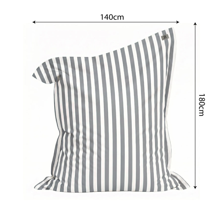 Housse pour Pouf Géant XXL 180x140 Rayure Gris Clair, pour l'intérieur et l'extérieur