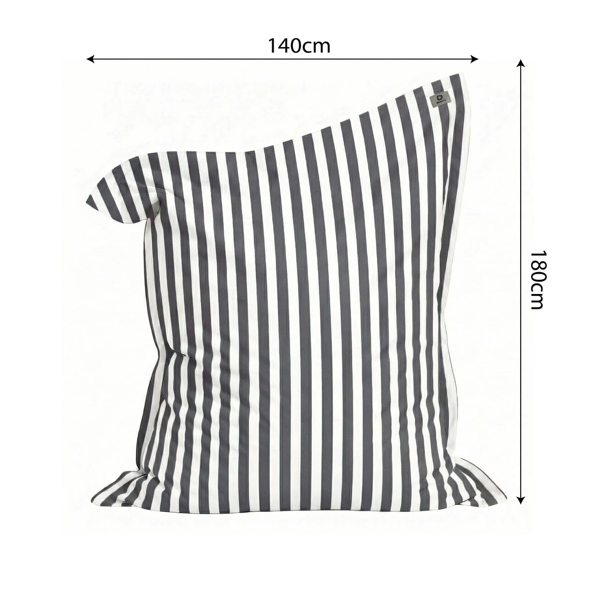 Cover for Giant XXL Beanbag 180x140 Stripe Dark Grey - Removable & UV-Resistant (Indoor / Outdoor) – dimension diagram