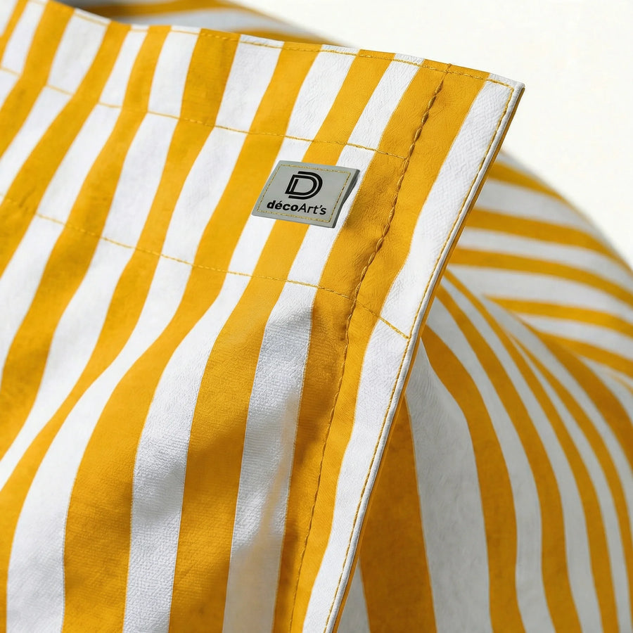 Pufe Gigante XXL 180x140 Riscas Amarelo, tecido anti-UV