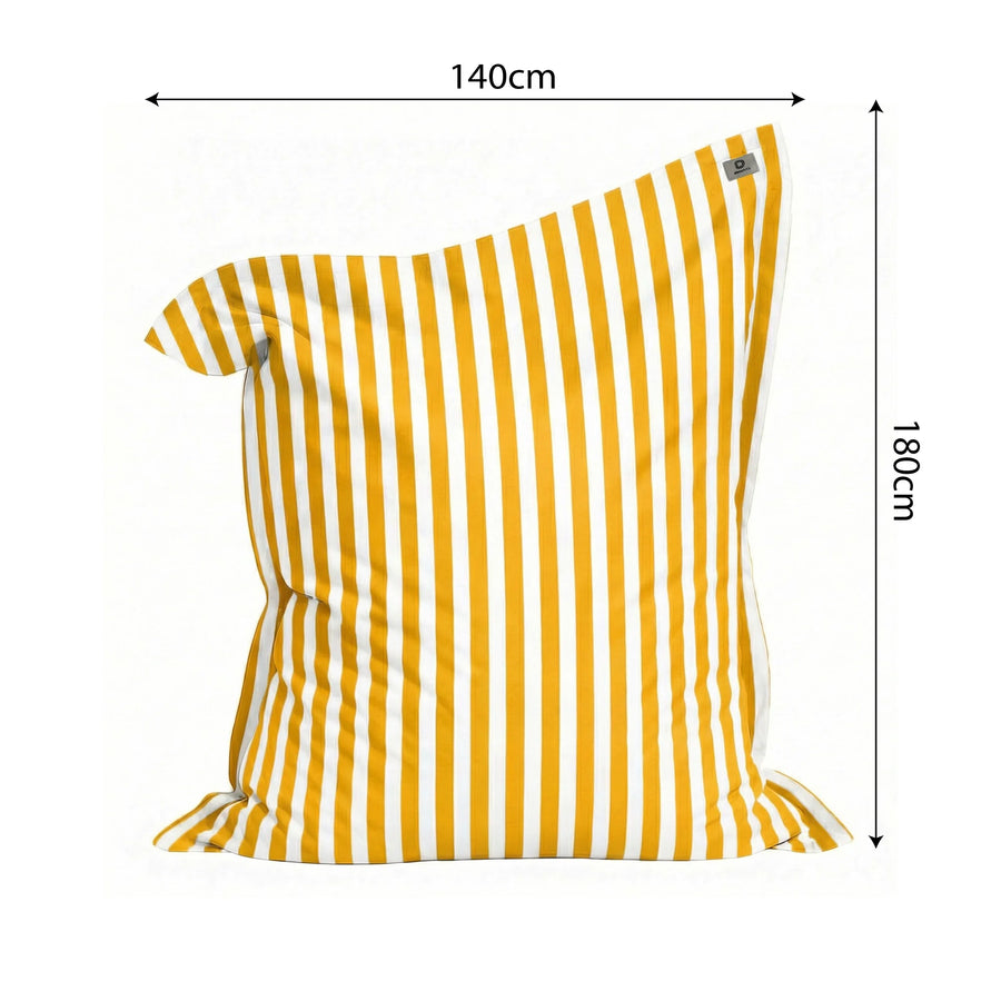 Pufe Gigante XXL 180x140 Riscas Amarelo, enchimento de flocos de espuma