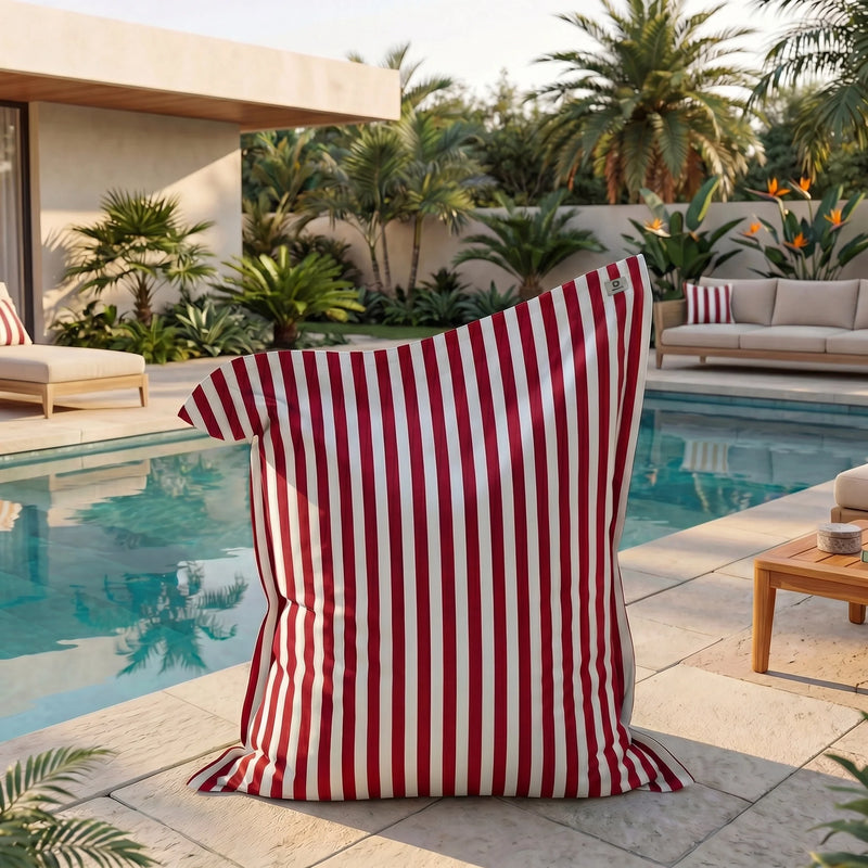 Cover for Giant XXL Beanbag 180x140 Stripe Red - Removable & UV-Resistant (Indoor / Outdoor)