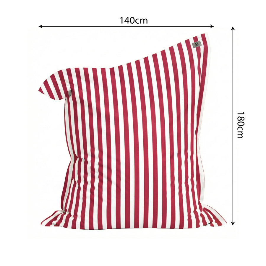 Riesensitzsack XXL 180x140 Streifen Rot, Füllung aus Schaumstoffflocken