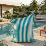 Housse pour Pouf Géant XXL 180x140 Rayure Turquoise - vue principale