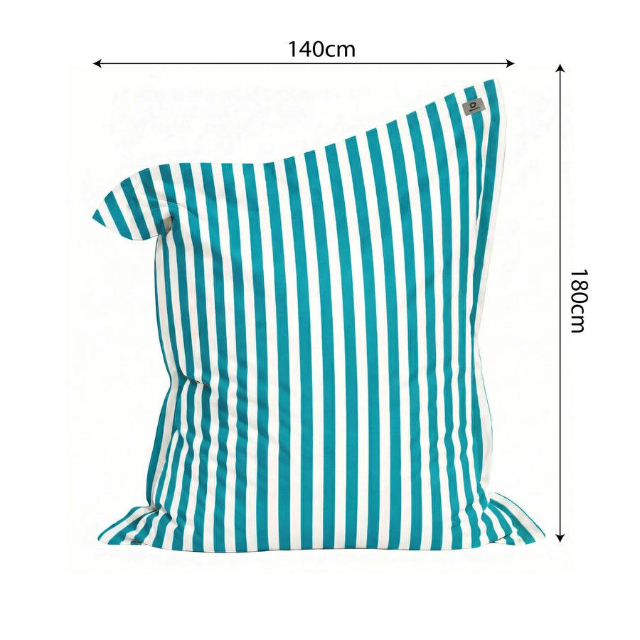 Bezug für Riesensitzsack XXL 180x140 Streifen Türkis, für drinnen und draußen