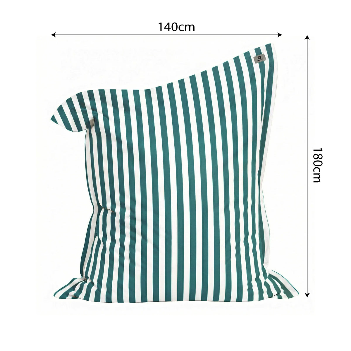 Bezug für Riesensitzsack XXL 180x140 Streifen Grün - Abnehmbar & UV-beständig (Innen / Außen) – Maßzeichnung