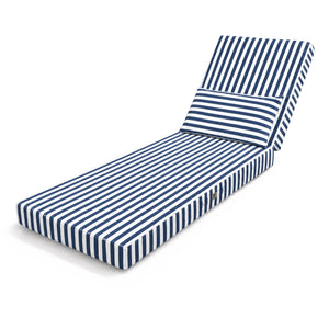 Premium-Liegenauflage 190x60 Marineblaue Streifen - Dick 10cm & Kopfstütze (Abnehmbar)