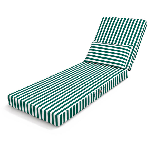 Colchão Premium para Espreguiçadeira 190x60 Risca Verdee - Espesso 10cm & Apoio de Cabeça (Capa Amovível)