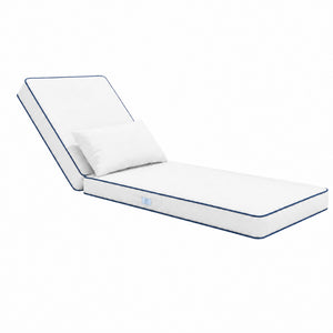 Premium Sonnenliegen-Auflage 190x60 Weiß - 10cm Dick & Kopfkissen (Abnehmbar)