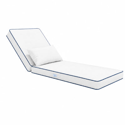 Colchão Premium Espreguiçadeira 190x60 Branco - 10cm Espessura & Apoio Cabeça (Capa Removível)