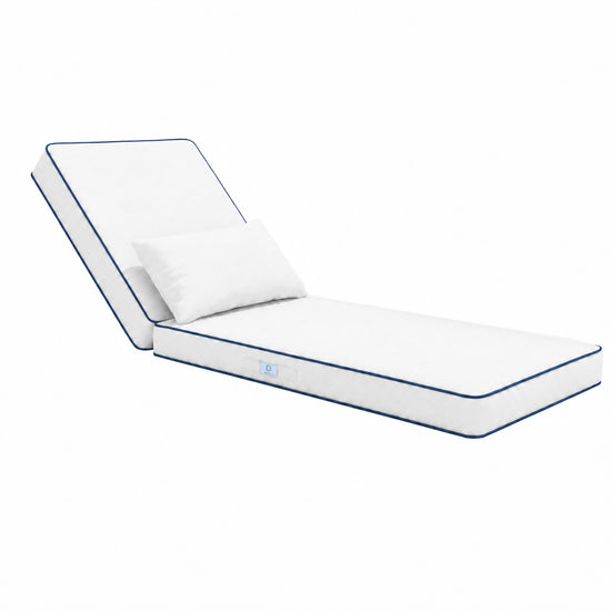 Colchão Premium Espreguiçadeira 190x60 Branco - 10cm Espessura & Apoio Cabeça (Capa Removível)