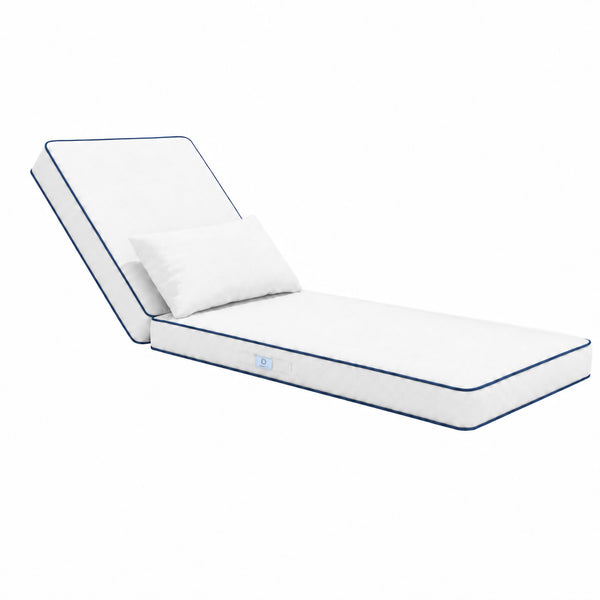 Matelas Transat Premium 190x60 Blanc - Épais 10cm & Têtière (Déhoussable)