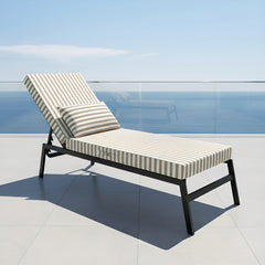 Premium sun lounger cushion with cushion - Beige stripes