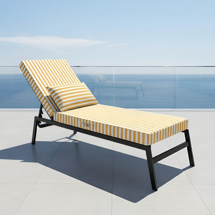 Matelas Transat Premium 190x60 Rayure Jaune - Épais 10cm & Têtière (Déhoussable)