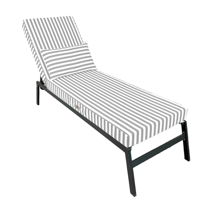 Matelas Transat Premium 190x60 Rayure Gris Clair, housse déhoussable