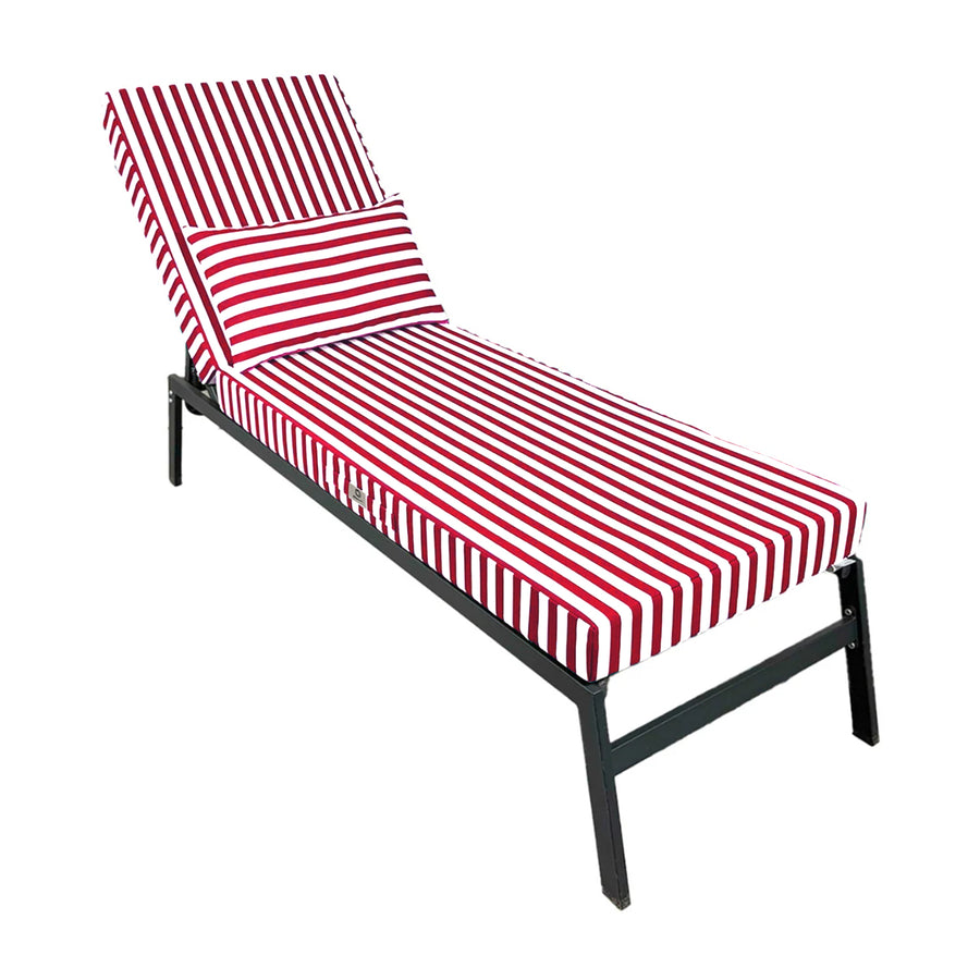 Colchão Premium para Espreguiçadeira 190x60 Risca Vermelha, capa removível