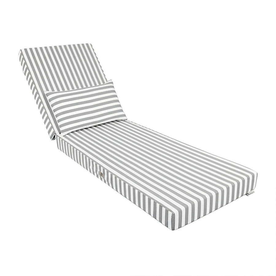 Matelas Transat Premium 190x60 Rayure Gris Clair, épaisseur 10 cm