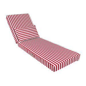 Matelas Transat Premium 190x60 Rayure Rouge - Épais 10cm & Têtière (Déhoussable)
