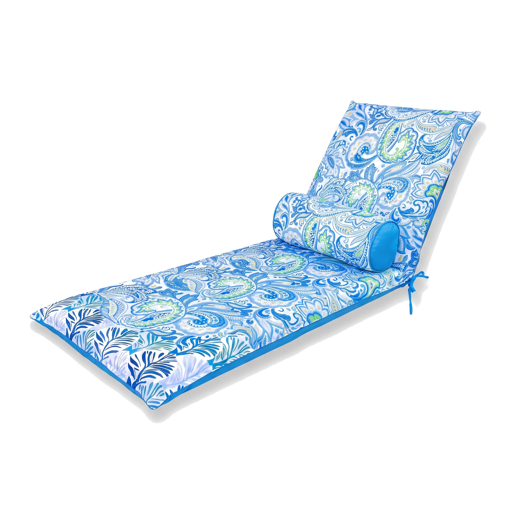 Matelas Transat 195x60 Motif Arabesque + Traversin - Anti-UV & Déperlant