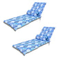 LOT de 2 Coussins pour Chaise Longue & Transat 195/60cm + 2 Traversin - AntiUV et Imperméable - Motif Feuillage Bleu - Deco-arts.fr