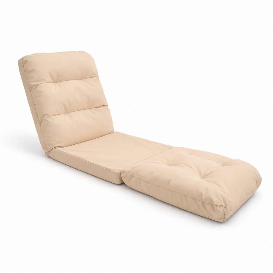 Poltrona de Chão Convertível Bege - 3 em 1 (Cama 210x60) & Encosto Regulável