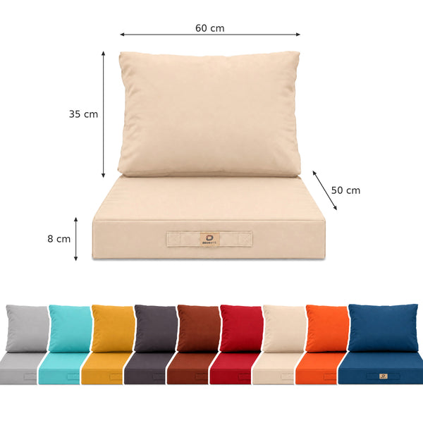 Conjunto de Almofadas para Sala de Jardim 50x60 Bege - Largura 60cm (Assento + Encosto)