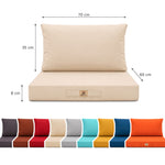 Garden Lounge Cushion Set 60x70 Beige - Removable Cover & UV-Resistant (Seat + Backrest)