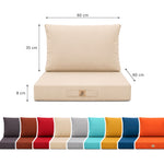 Ensemble Coussins Salon Jardin 60x60 Beige - Déhoussable & Anti-UV (Assise + Dossier)
