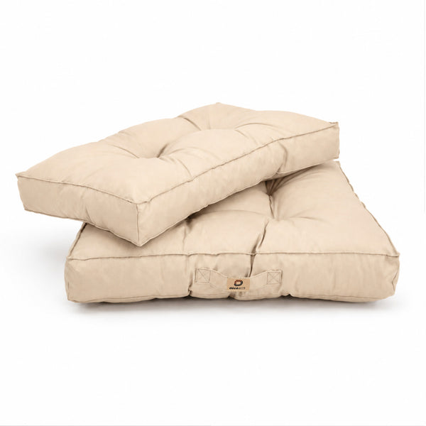 Conjunto de Almofadas Acolchoadas 50x50 Bege - Espesso 15cm & Macio (Assento + Encosto)