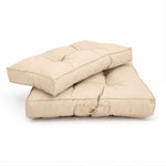 Conjunto de Almofadas Acolchoadas 60x60 Bege - Espesso 15cm & Macio (Assento + Encosto)
