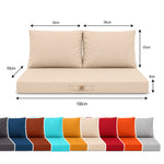 Tuinlounge kussenset 100x50 Beige - Afneembaar & UV-bestendig (1 Zitting + 2 Rugleuningen)