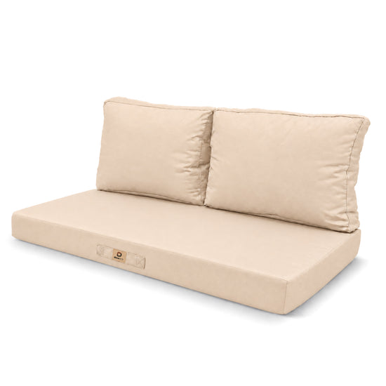 Garden Lounge Cushion Set 100x50 Beige - Removable Cover & UV-Resistant (1 Seat + 2 Backrests)