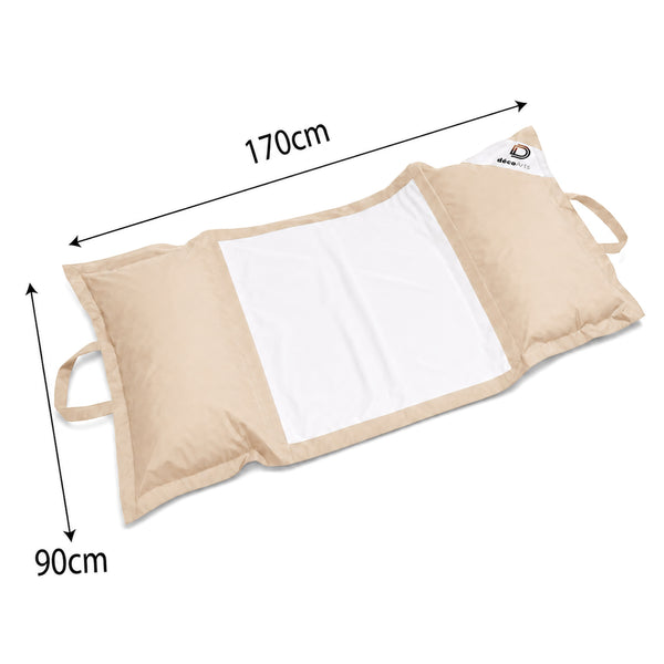Pouf Flottant Piscine XXL 170x90 Beige - Matelas Hamac à Billes (Confort Adulte)