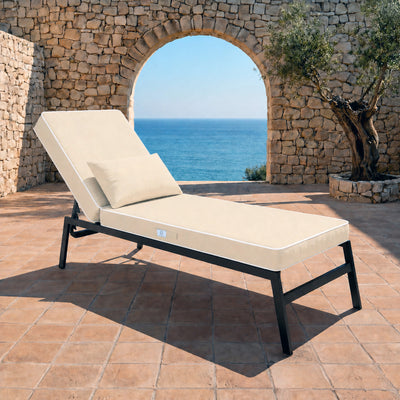 Colchão Premium Espreguiçadeira 190x60 Amarelo Manteiga - 10cm Espessura & Apoio Cabeça (Capa Removível)