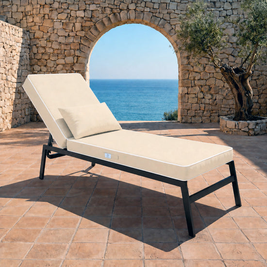 Colchão Premium Espreguiçadeira 190x60 Amarelo Manteiga - 10cm Espessura & Apoio Cabeça (Capa Removível)