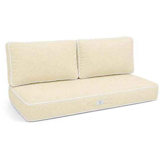Premium Cushion Set 120x60 Yellow Beurre - 1 Seat + 2 Backrests (Thick 12cm & Passepoil)