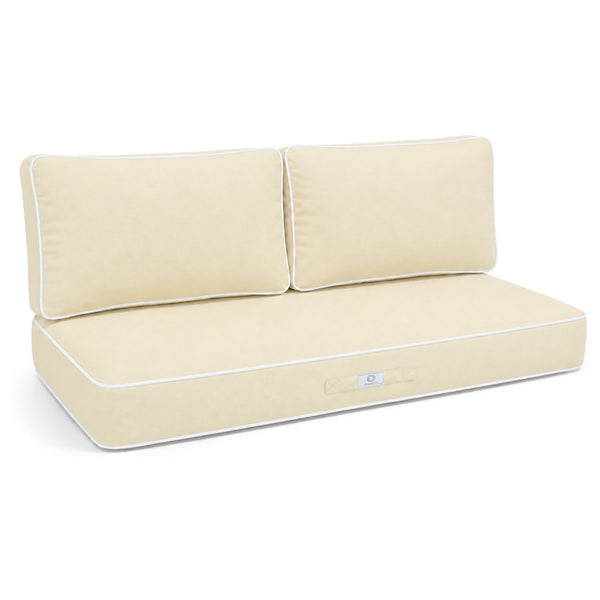 Premium Cushion Set 100x50 Yellow Beurre - 1 Seat + 2 Backrests (Thick 12cm & Passepoil)