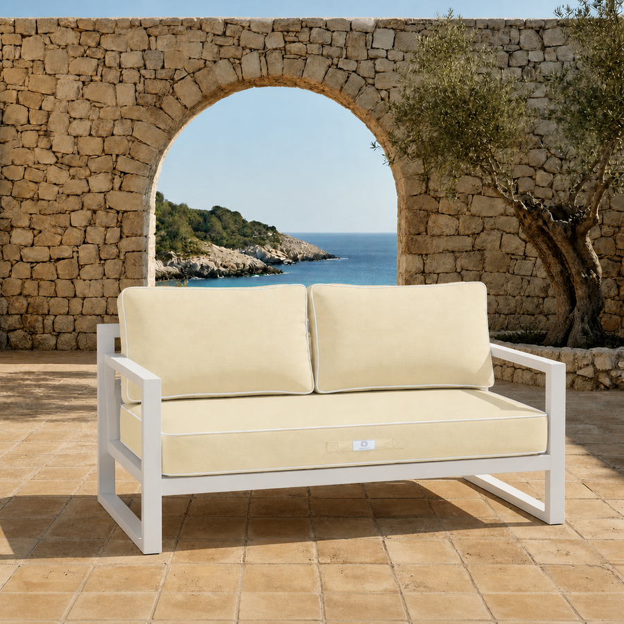 Premium Cushion Set 100x50 Yellow Beurre - 1 Seat + 2 Backrests (Thick 12cm & Passepoil)