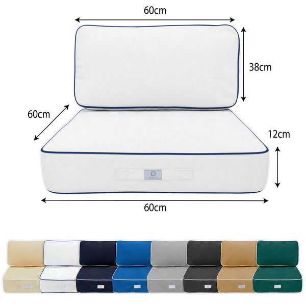 Premium-Kissen-Set 60x60 Weiß - Dick 12cm & Paspelverarbeitung